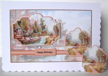 River Barge Card with Toppers and Sentiment Tags by Margaret McCartney