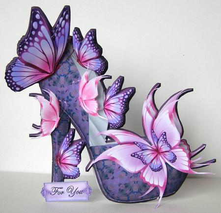 Butterfly Lilac Shoe Card Mini Kit by Margaret McCartney