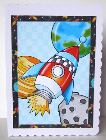 Red Rocket Ship A4 by Margaret McCartney