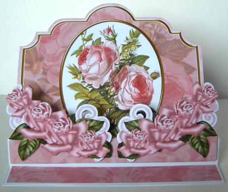 Pink Roses 3D Easel Card Mini Kit by Margaret McCartney