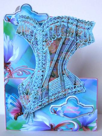 French Corset Minikit - Blue Shabby Chic Corset with Lilies by Margaret McCartney