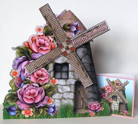 Fantasy Roses Windmill Card Mini Kit by Margaret McCartney