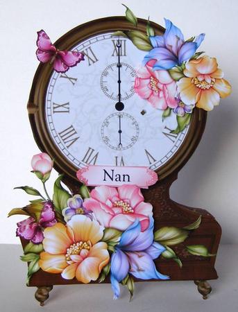 Fabulous Floral Clock Shaped Topper by Margaret McCartney