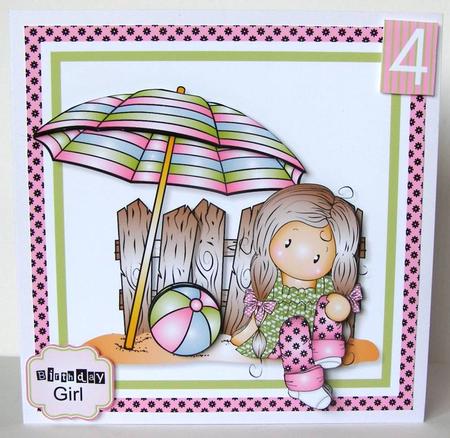 Chloe at the Beach Card Topper by Margaret McCartney