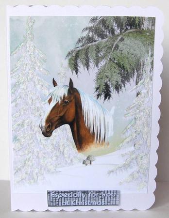 Beautiful Palamino Horse in Snow A5 Insert with Verse by Margaret McCartney
