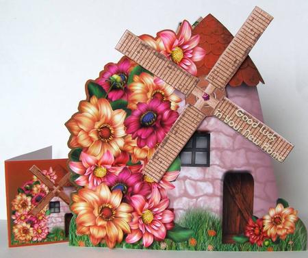 Dahlias Windmill Card Mini Kit by Margaret McCartney