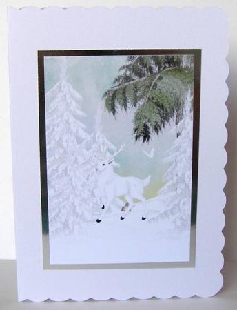 White Stag with Snow on Trees, A5 Insert with Verse by Margaret McCartney