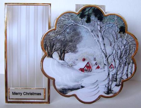 Vintage Christmas Hamlet Petal Card by Margaret McCartney