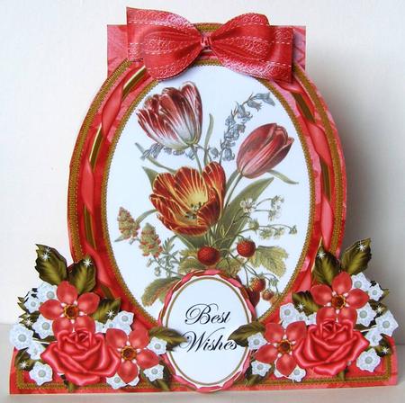 Red Flowers2 Special Large Oval Card Mini Kit by Margaret McCartney