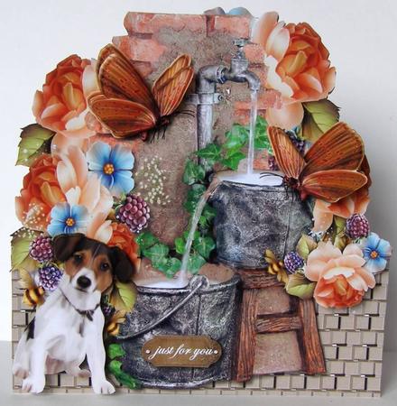 Mini Kit Fountain, English Roses & Puppy by Margaret McCartney
