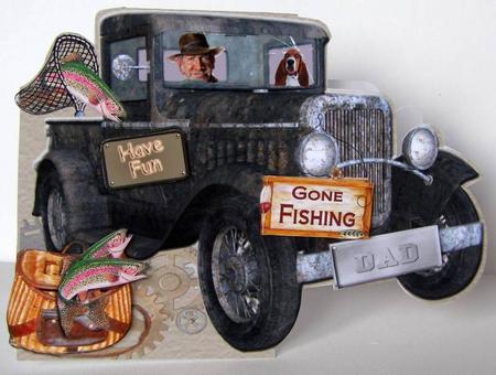 Rusty Truck - Gone Fishing- for Male by Margaret McCartney