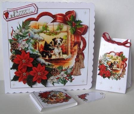 8x8 Vintage Christmas Scottie Dog Mini Kit by Margaret McCartney