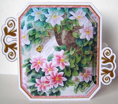 Oriental Pink Clemetis Fancy Emerald Decoupage Mini Kit by Margaret McCartney