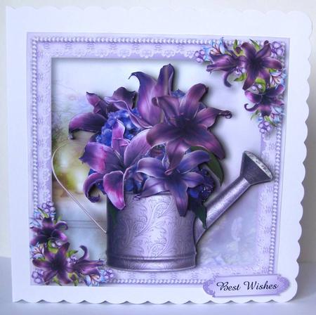 Deep Purple Lilies Vintage Watering Can by Margaret McCartney