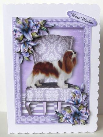 Cavalier King Charles Spaniel & Purple Lilies by Margaret McCartney