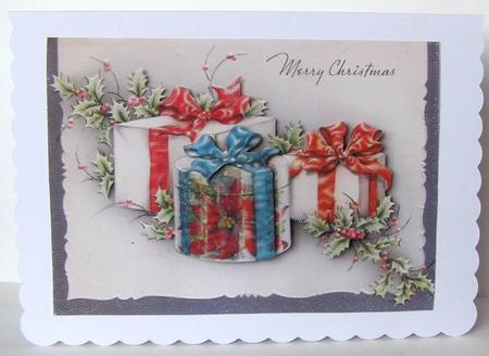Vintage Presents & Holly Quick Card by Margaret McCartney