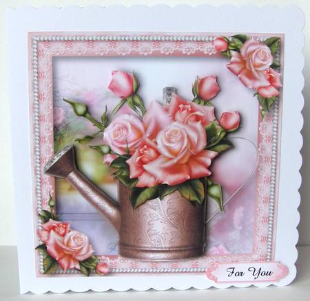 Pretty Pink Roses Vintage Watering Can by Margaret McCartney