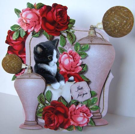 Mini Kit Vintage Kitten Perfume & Roses by Margaret McCartney