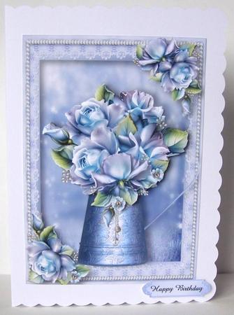 Beautiful Blue Roses Water Jug by Margaret McCartney