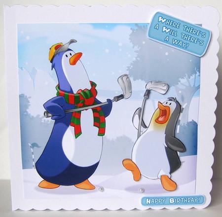 Penguin Golf 8x8 Quick Card by Margaret McCartney
