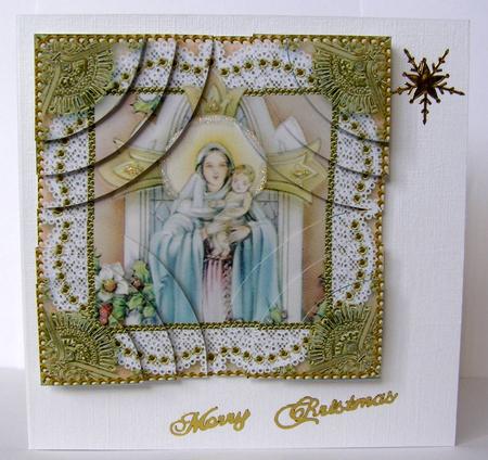 Mary and Baby Jesus Lace All 4 Rounded Corner Card Front by Margaret McCartney