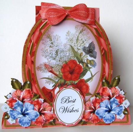 Red Hibiscous Special Large Oval Card Mini Kit by Margaret McCartney