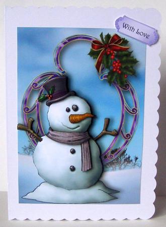 Smiling Snowman & Fancy Frame by Margaret McCartney