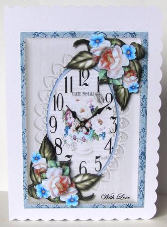Vintage Clock & Roses by Margaret McCartney