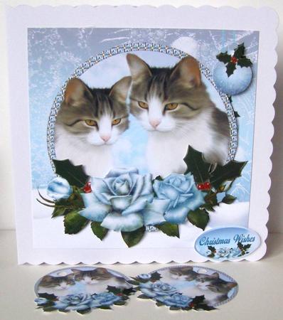 Ice Blue Pussy Cat Card Kit by Margaret McCartney