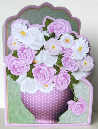 Pot of Pink Flowers Shaped Card Mini Kit by Margaret McCartney