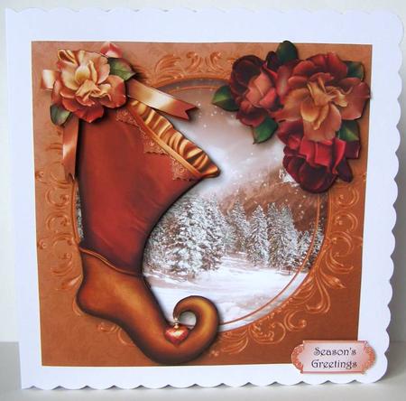 Gorgeous Vintage Stocking - Beautiful Blush Roses by Margaret McCartney