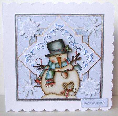 Frosty Snowman Card with Decoupage by Margaret McCartney