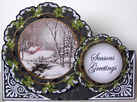 Winter Walk Christmas Double Doily Card Mini Kit by Margaret McCartney