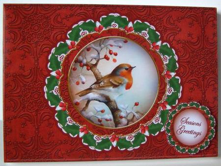 Red Robin Christmas Ddoily 7x5in Presentation Box m Kit by Margaret McCartney