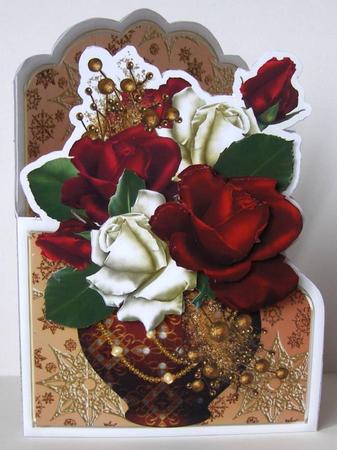 Pot of Christmas Roses Shaped Card Mini Kit by Margaret McCartney