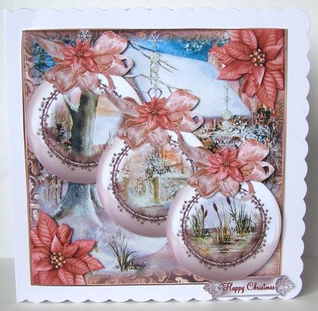 Beautiful Christmas Baubles Card Front Kit by Margaret McCartney