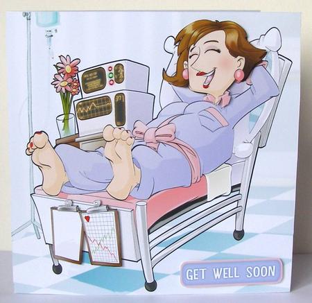 Get Well Soon Dudess (brown Hair) 8x8 Quick Card by Margaret McCartney