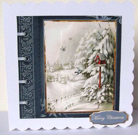 Winter Birds Fly Home Card with Shaped Layers by Margaret McCartney