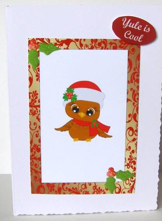 Little Owl in Santa Hat A5 Insert by Margaret McCartney