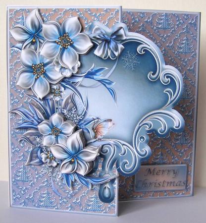 Christmas Flowers Offset Frame Card Mini Kit by Margaret McCartney