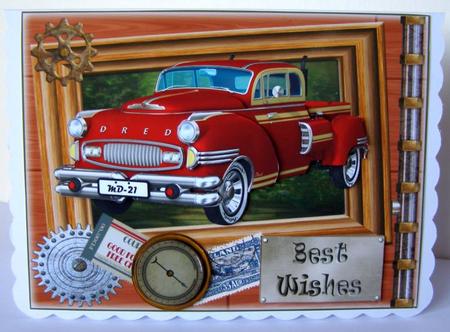 Red Retro Car - Male Birthday or Other #2 by Margaret McCartney