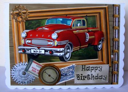 Red Retro Car - Male Birthday or Other #1 by Margaret McCartney