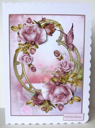 Rose Garden Card with Decoupage by Margaret McCartney