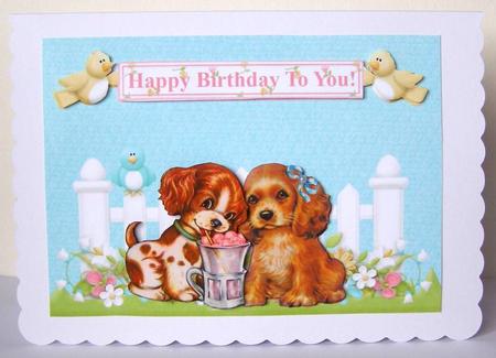 Cute Dogs Birthday Topper & Decoupage by Margaret McCartney