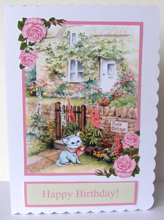 Rose Cottage & Kitten Topper & Decoupage by Margaret McCartney