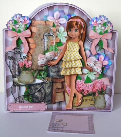 Little Sally in the Garden Mini Kit Shaped Card by Margaret McCartney