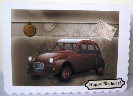 Vintage Car Card Front & Decoupage by Margaret McCartney