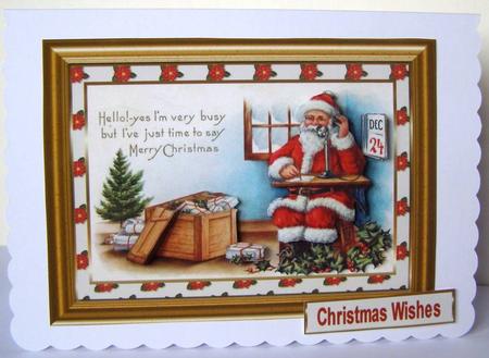 Christmas Santa is Busy Decoupage Topper 2 by Margaret McCartney