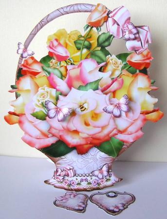 Basket with a Bouquet of Colorful Roses by Margaret McCartney