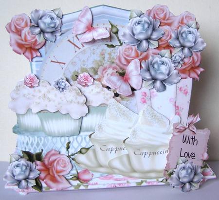 Fabulous Shabby Chic Coffee Time Shaped Card Kit by Margaret McCartney